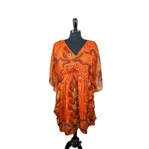 Speed Control Dress Layered Boho Fairy Empire Waist Babydoll Orange L